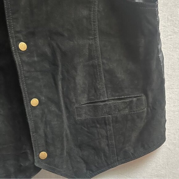 725 Originals leather suede Y2K snap button vest Sz M - Picture 3 of 6